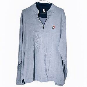 Footjoy Men's Blue and White Quarter-Zip Golf Shirt